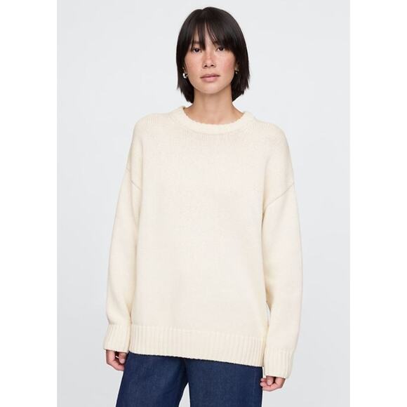Gap Oversized Boyfriend Sweater Cream Beige - L - Picture 1 of 3